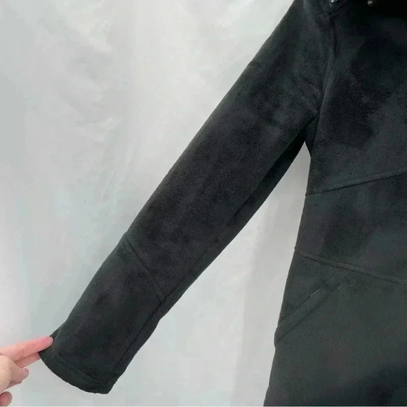 Athleta Women's Long Sherpa Minka Coat XS Black Fleece Zipper Closure Pockets - Picture 6 of 16